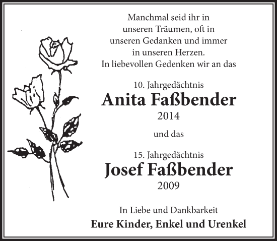 Anzeige von Josef Faßbender von  Werbepost 
