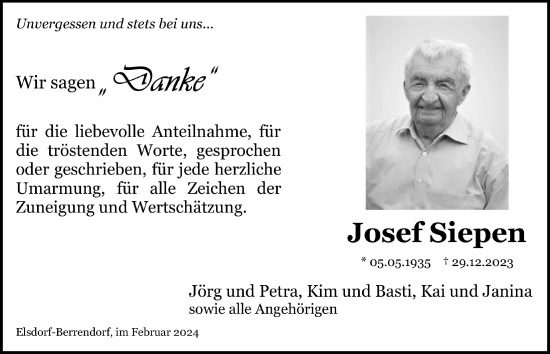 Anzeige von Josef Siepen von  Werbepost 