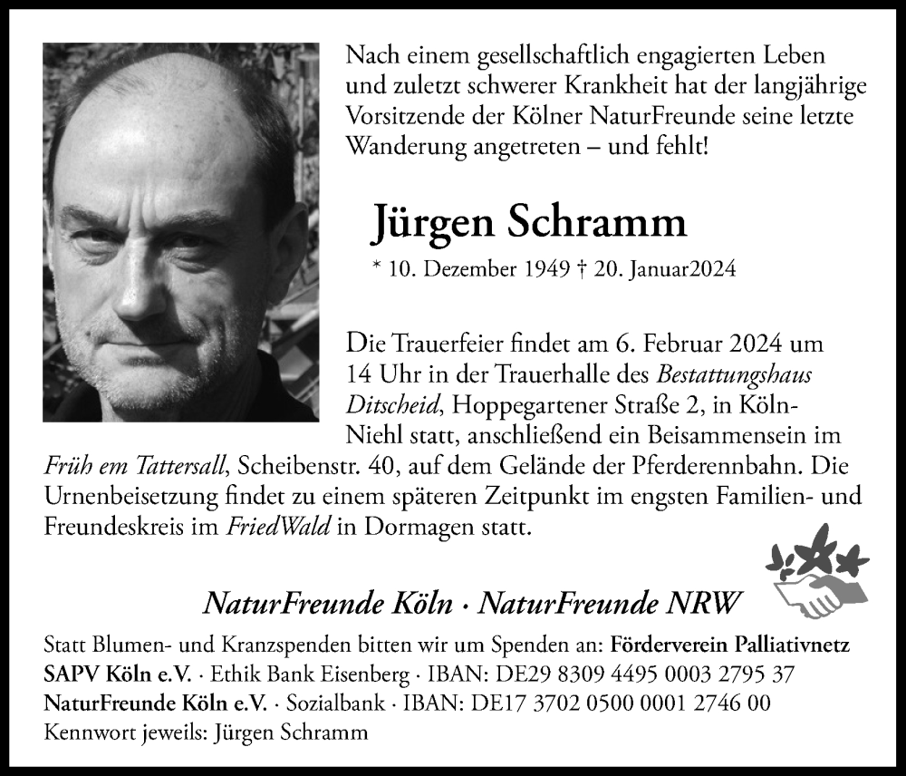  Traueranzeige für Jürgen Schramm vom 03.02.2024 aus Kölner Stadt-Anzeiger / Kölnische Rundschau / Express