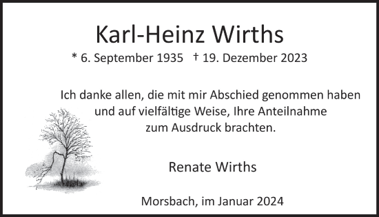 Anzeige von Karl-Heinz Wirths von  Lokalanzeiger 