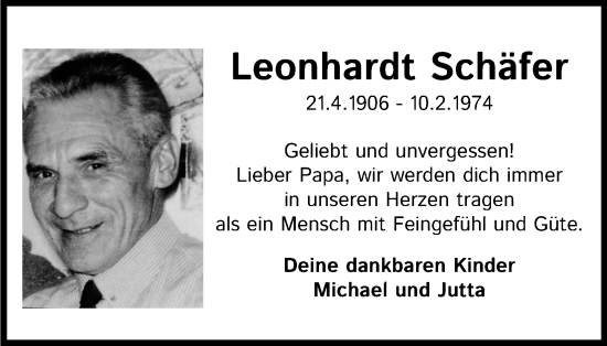Anzeige von Leonhardt Schäfer von Kölner Stadt-Anzeiger / Kölnische Rundschau / Express