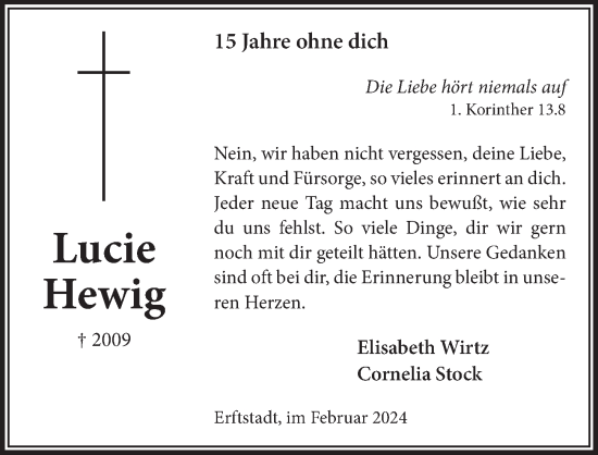 Anzeige von Lucie Hewig von  Werbepost 