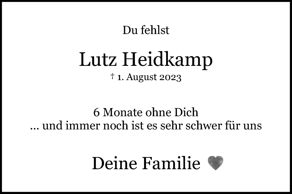  Traueranzeige für Lutz Heidkamp vom 03.02.2024 aus Kölner Stadt-Anzeiger / Kölnische Rundschau / Express