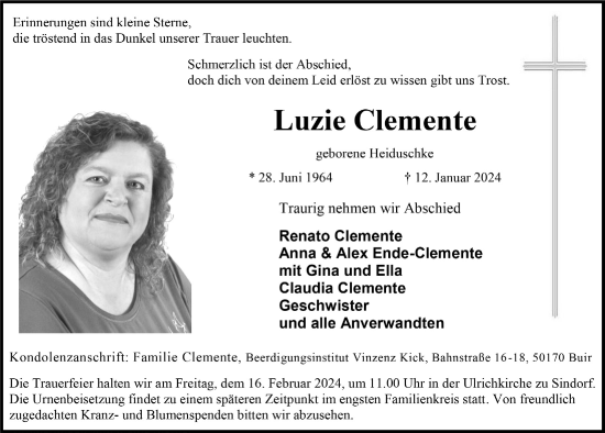 Anzeige von Luzie Clemente von  Werbepost 