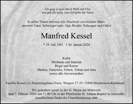 Anzeige von Manfred Kessel von  Blickpunkt Euskirchen 