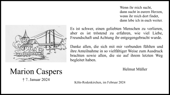 Anzeige von Marion Caspers von Kölner Stadt-Anzeiger / Kölnische Rundschau / Express