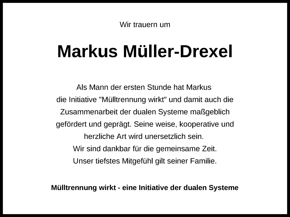  Traueranzeige für Markus Müller-Drexel vom 02.02.2024 aus Kölner Stadt-Anzeiger / Kölnische Rundschau / Express