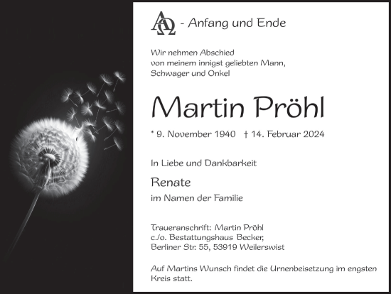 Anzeige von Martin Pröhl von  Blickpunkt Euskirchen 