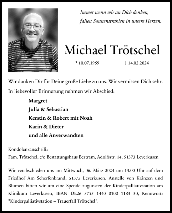 Anzeige von Michael Trötschel von Kölner Stadt-Anzeiger / Kölnische Rundschau / Express