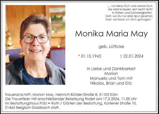 Anzeige von Monika Maria May von  Werbepost 