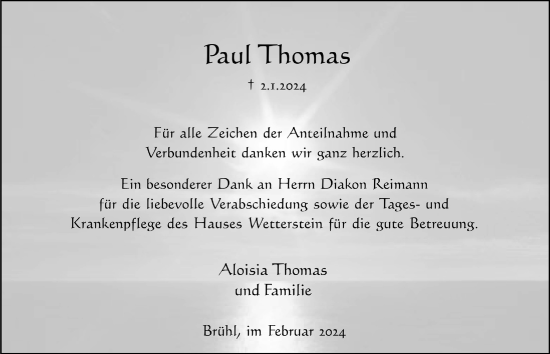 Anzeige von Paul Thomas von  Schlossbote/Werbekurier 