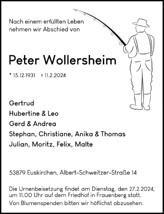 Anzeige von Peter Wollersheim von  Blickpunkt Euskirchen 