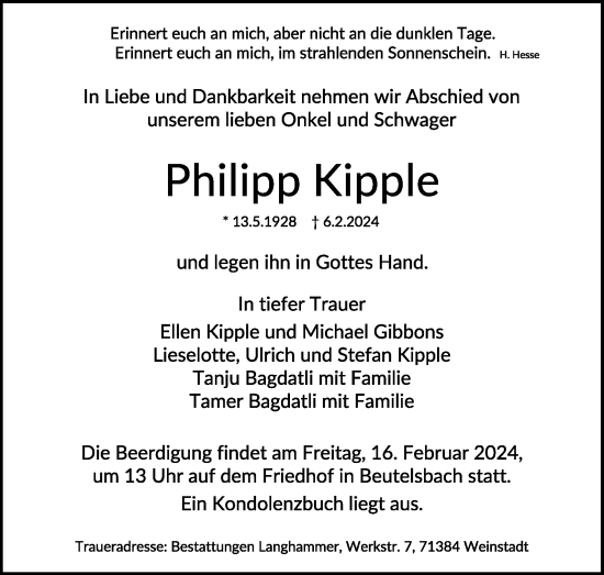 Anzeige von Philipp Kipple von Kölner Stadt-Anzeiger / Kölnische Rundschau / Express