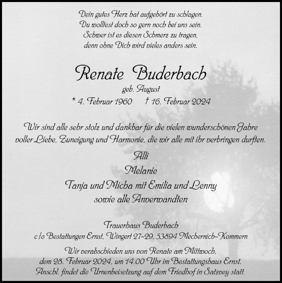 Anzeige von Renate Buderbach von  Blickpunkt Euskirchen 