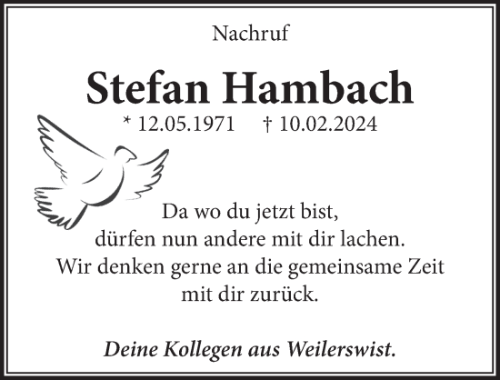 Anzeige von Stefan Hambach von  Blickpunkt Euskirchen 