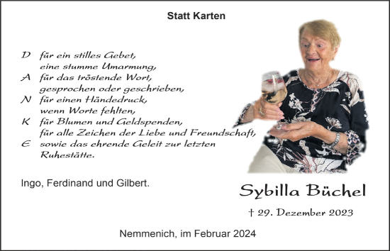 Anzeige von Sybilla Büchel von  Blickpunkt Euskirchen 