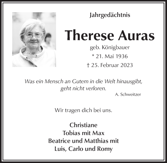 Anzeige von Therese Auras von  Werbepost 