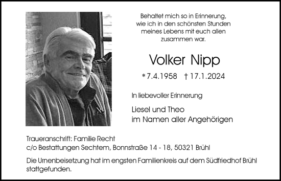 Anzeige von Volker Nipp von  Schlossbote/Werbekurier 