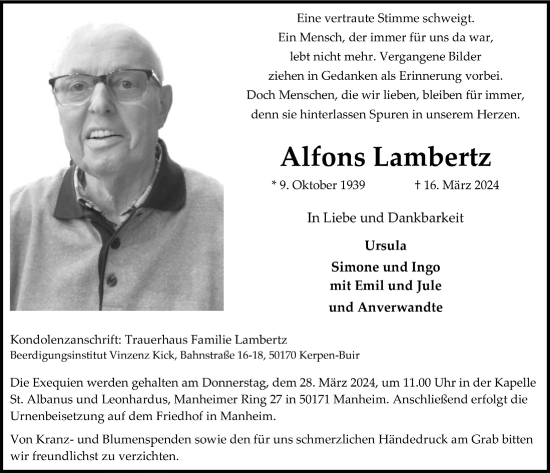 Anzeige von Alfons Lambertz von  Werbepost 