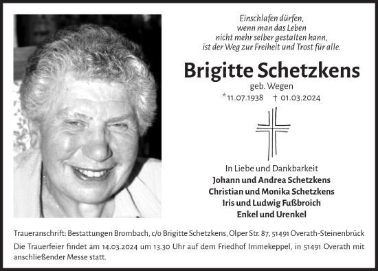 Anzeige von Brigitte Schetzkens von  Bergisches Handelsblatt 