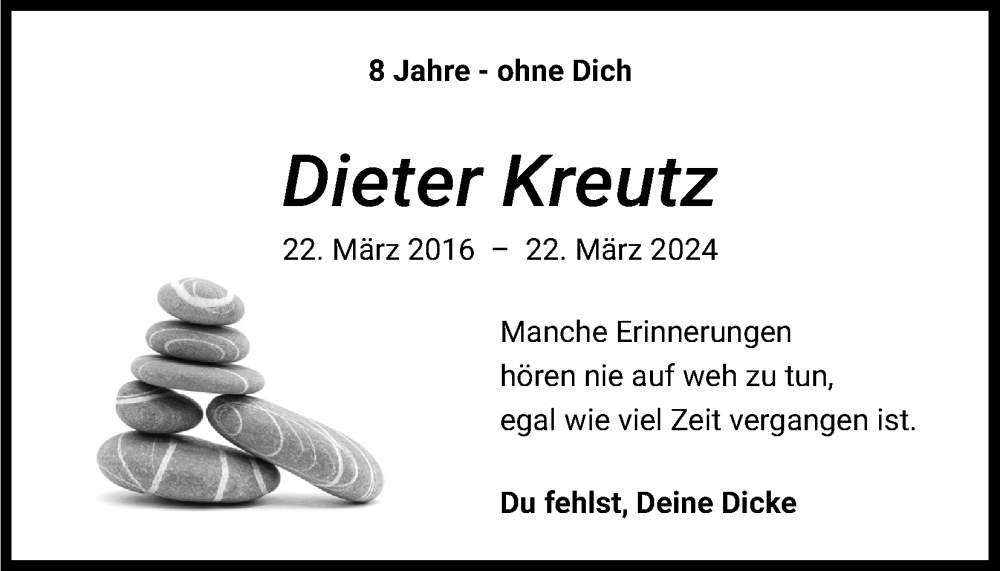  Traueranzeige für Dieter Kreutz vom 22.03.2024 aus Kölner Stadt-Anzeiger / Kölnische Rundschau / Express