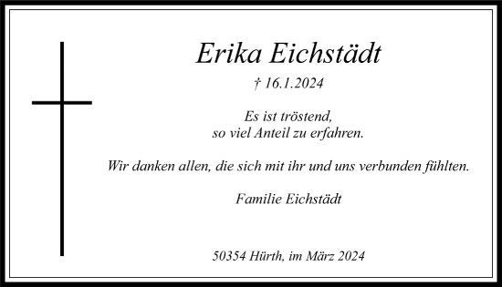 Anzeige von Erika Eichstädt von  Wochenende 