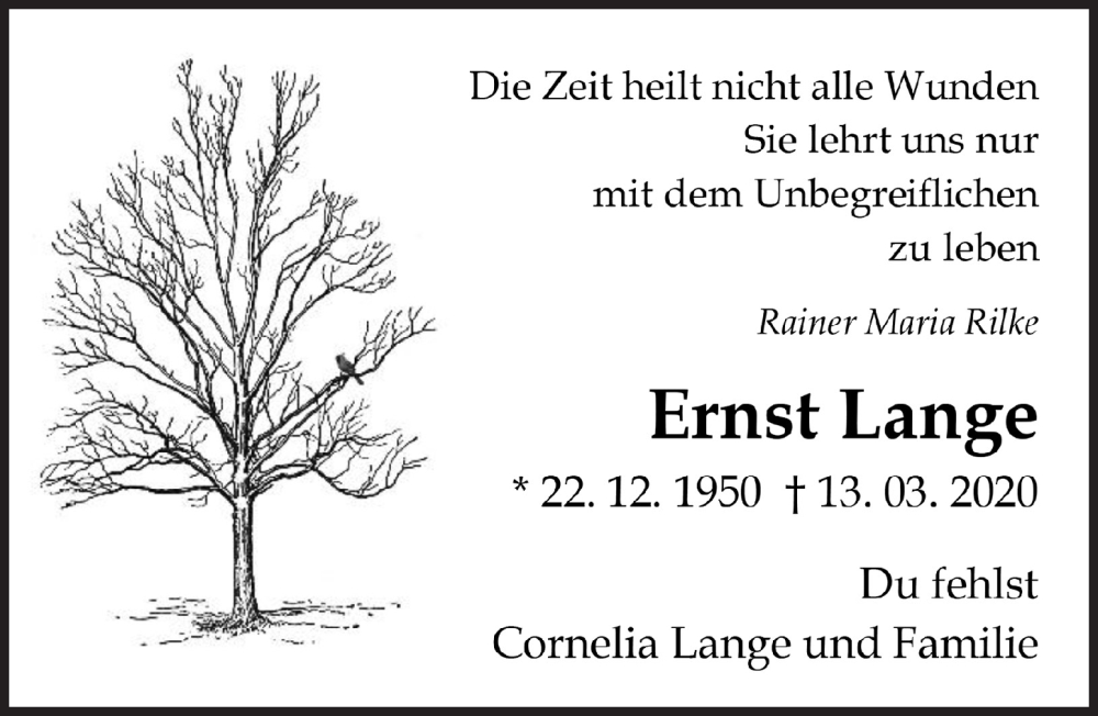  Traueranzeige für Ernst Lange vom 18.07.2023 aus  Lokale Informationen 