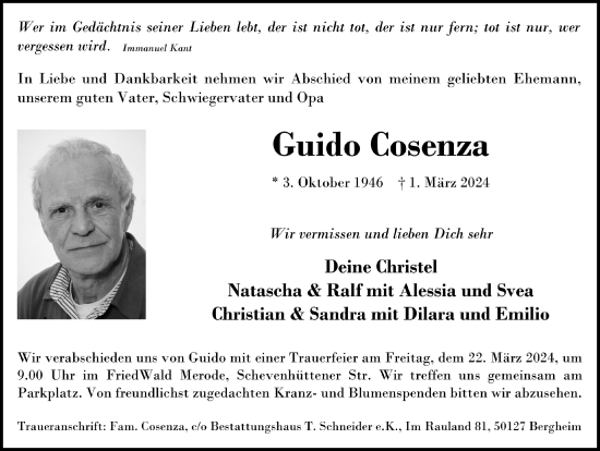 Anzeige von Guido Cosenza von  Werbepost 