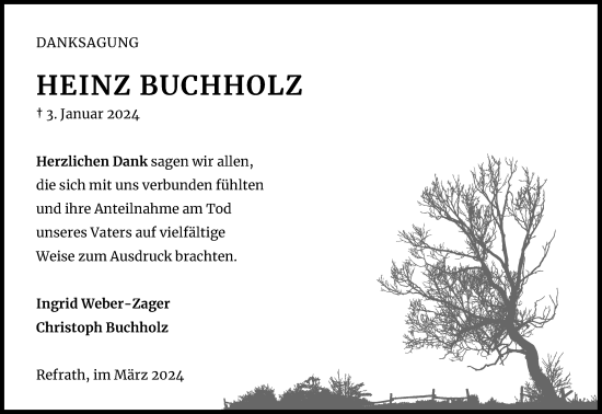 Anzeige von Heinz Buchholz von Kölner Stadt-Anzeiger / Kölnische Rundschau / Express