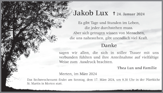 Anzeige von Jakob Lux von  Schaufenster/Blickpunkt  Schlossbote/Werbekurier 