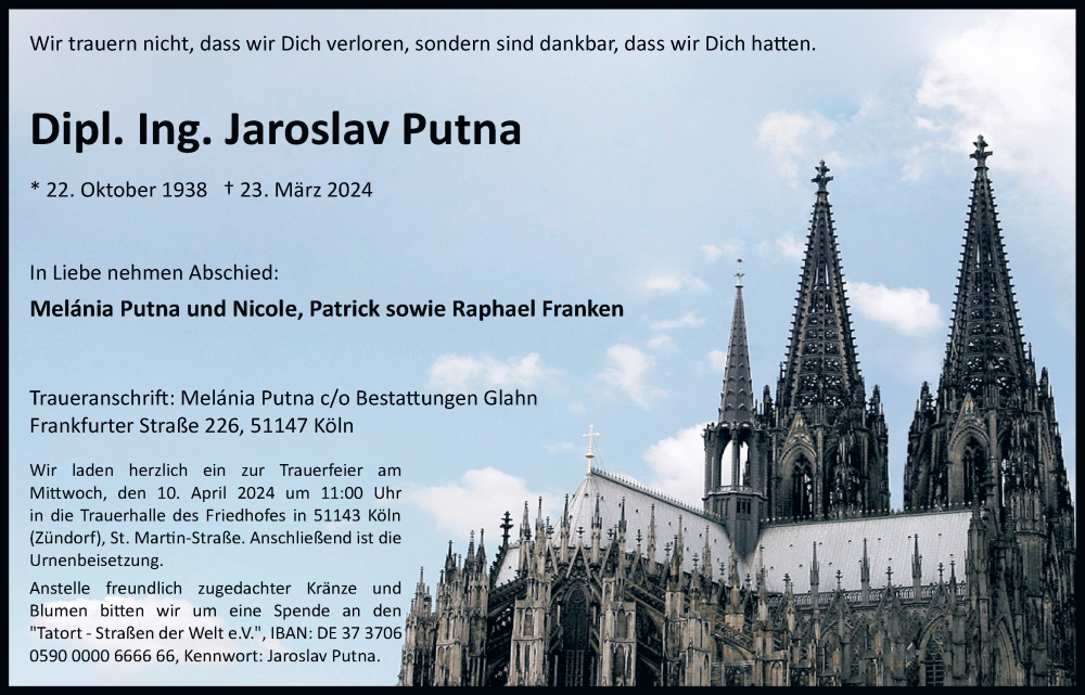  Traueranzeige für Jaroslav Putna vom 28.03.2024 aus  EXPRESS - Die Woche 
