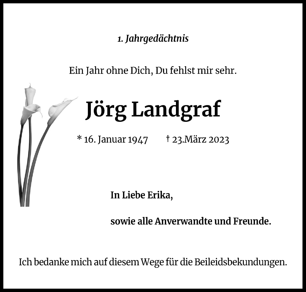  Traueranzeige für Jörg Landgraf vom 23.03.2024 aus Kölner Stadt-Anzeiger / Kölnische Rundschau / Express