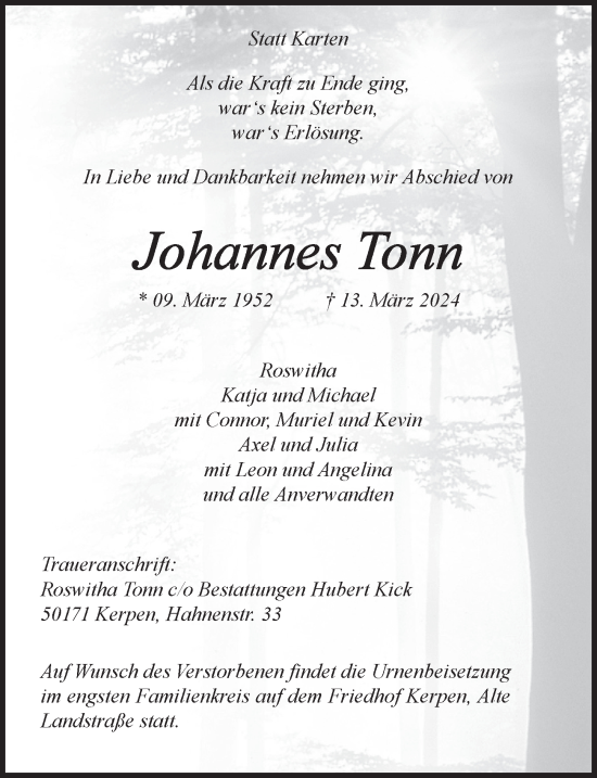 Anzeige von Johannes Tonn von  Werbepost 