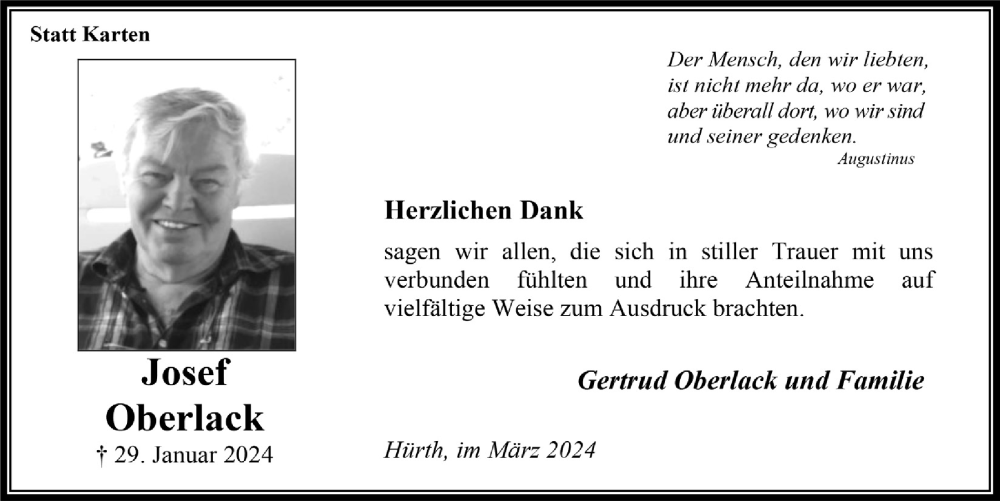  Traueranzeige für Josef Oberlack vom 22.03.2024 aus  Wochenende 