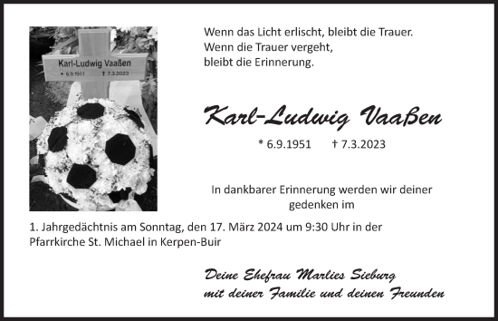 Anzeige von Karl-Ludwig Vaaßen von  Werbepost 