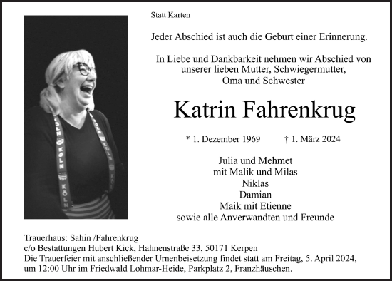 Anzeige von Katrin Fahrenkrug von  Werbepost 