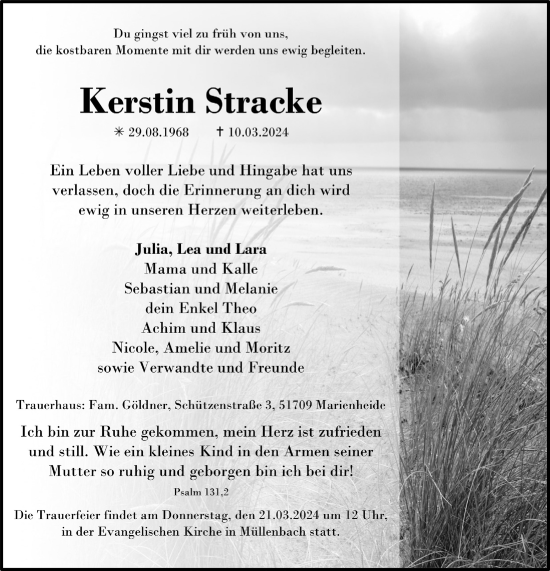 Anzeige von Kerstin Stracke von  Anzeigen Echo 