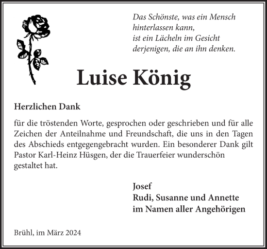 Anzeige von Luise König von  Schlossbote/Werbekurier 