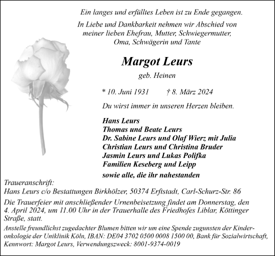 Anzeige von Margot Leurs von  Werbepost 