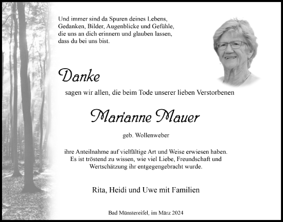 Anzeige von Marianne Mauer von  Blickpunkt Euskirchen 