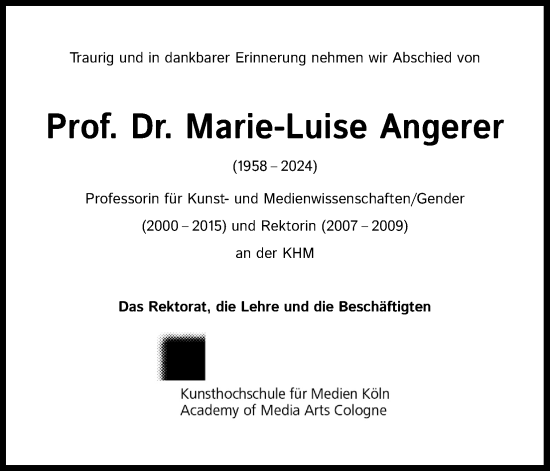 Anzeige von Marie-Luise Angerer von Kölner Stadt-Anzeiger / Kölnische Rundschau / Express