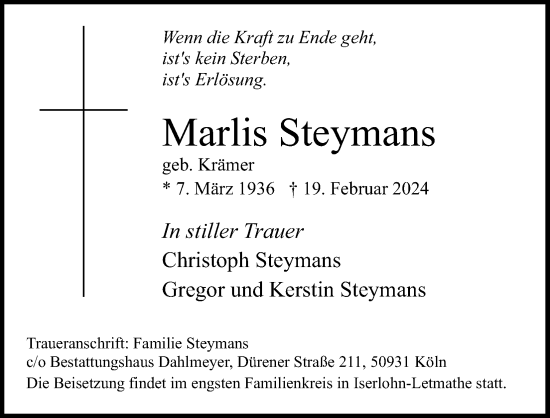 Anzeige von Marks Steymans von Kölner Stadt-Anzeiger / Kölnische Rundschau / Express