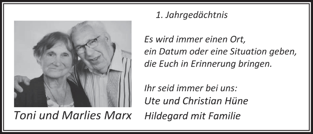  Traueranzeige für Marlies Marx vom 08.03.2024 aus  Wochenende 