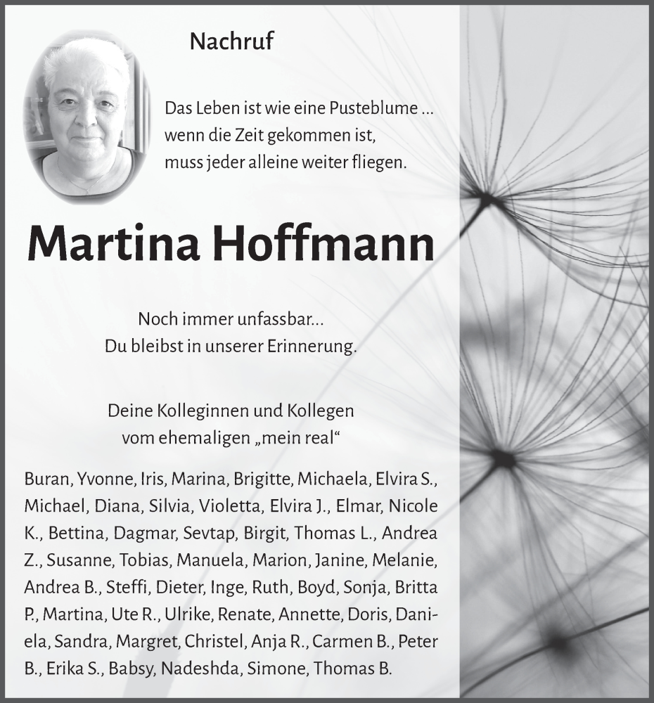  Traueranzeige für Martina Hoffmann vom 16.03.2024 aus  Blickpunkt Euskirchen 