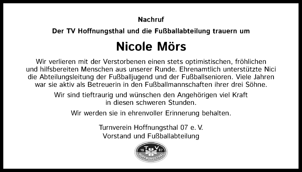  Traueranzeige für Nicole Mörs vom 02.03.2024 aus Kölner Stadt-Anzeiger / Kölnische Rundschau / Express