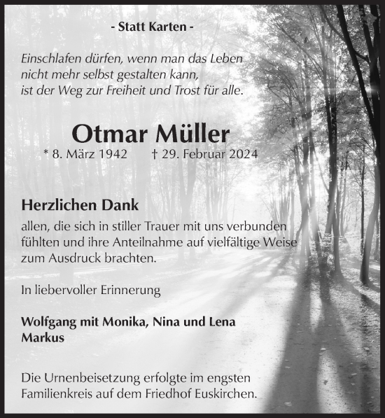 Anzeige von Otmar Müller von  Blickpunkt Euskirchen 