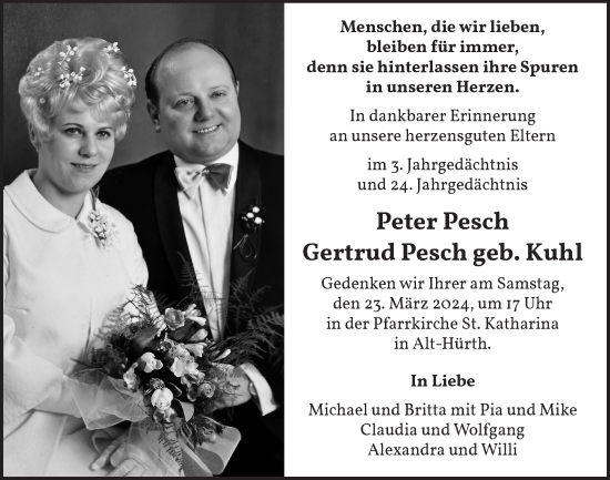 Anzeige von Peter Pesch von  Wochenende 