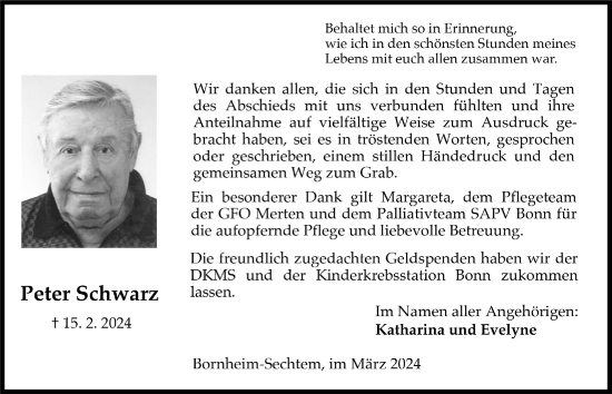 Anzeige von Peter Schwarz von  Schlossbote/Werbekurier 