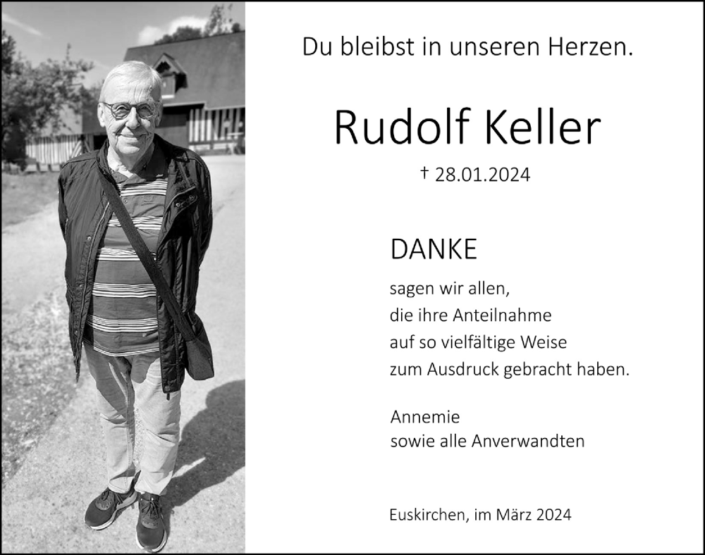  Traueranzeige für Rudolf Keller vom 16.03.2024 aus  Blickpunkt Euskirchen 