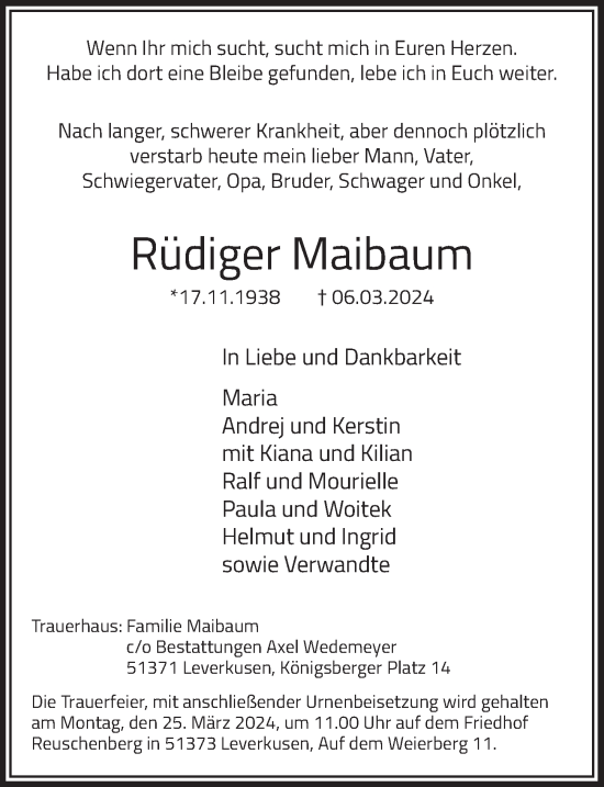 Anzeige von Rüdiger Maibaum von  Lokale Informationen 